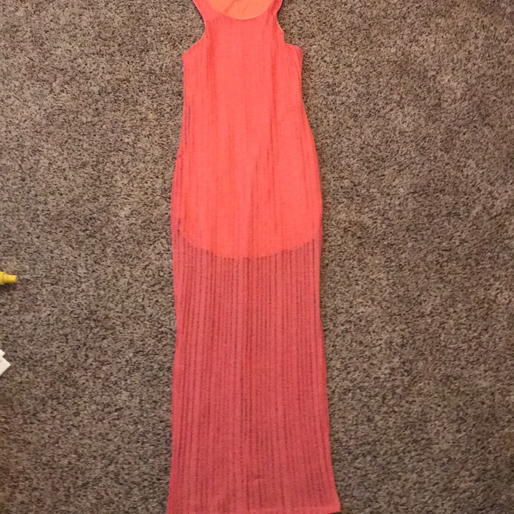 Coral summer maxi dress